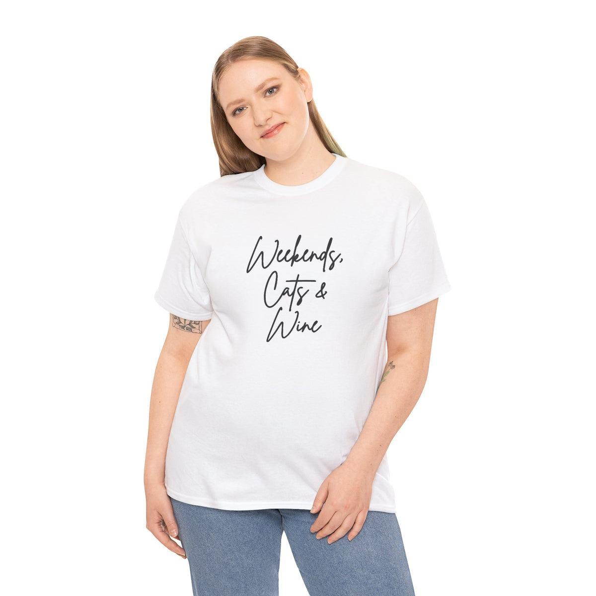 Weekends, Cats and Wine Cotton Tee