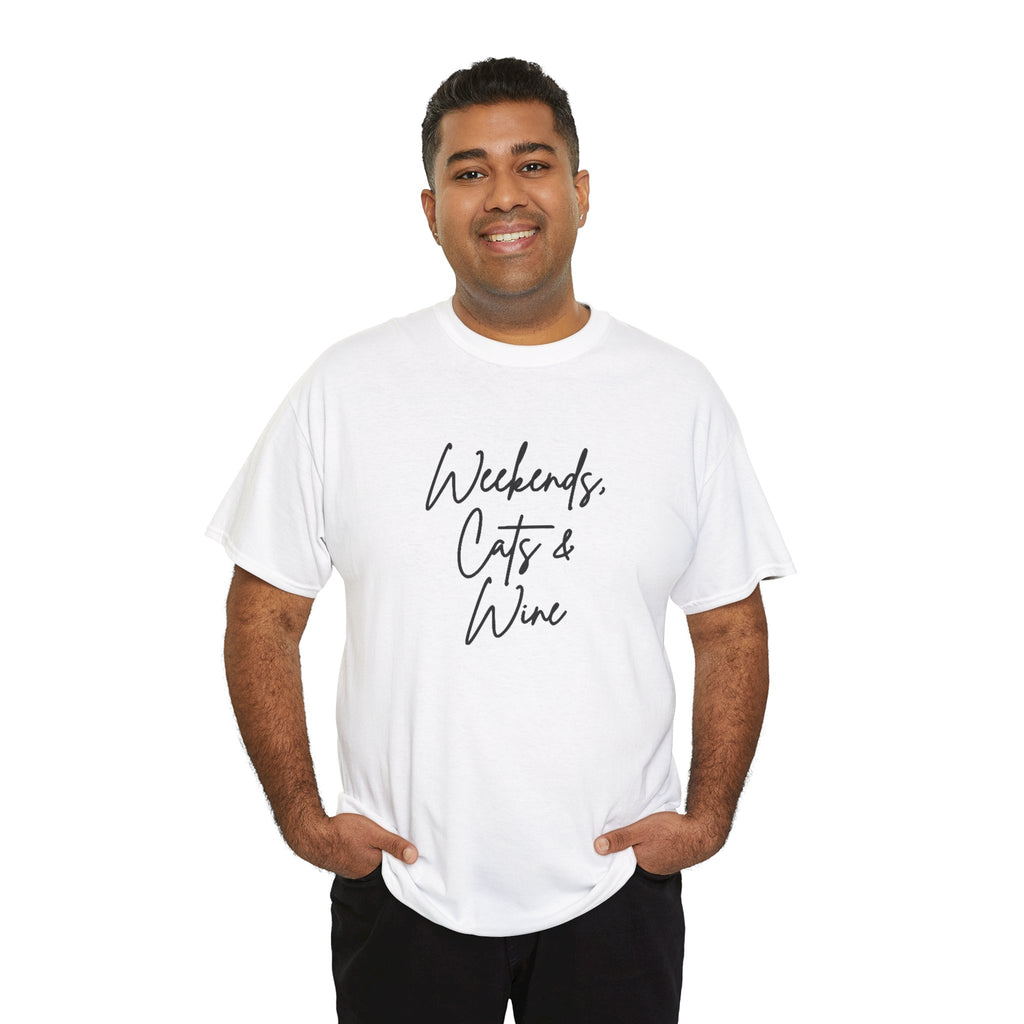 Weekends, Cats and Wine Cotton Tee
