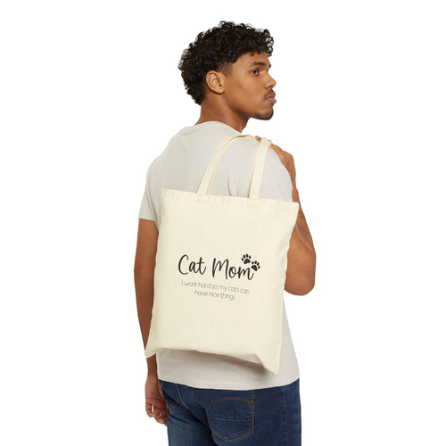 Cat Mom Cotton Canvas Tote Bag