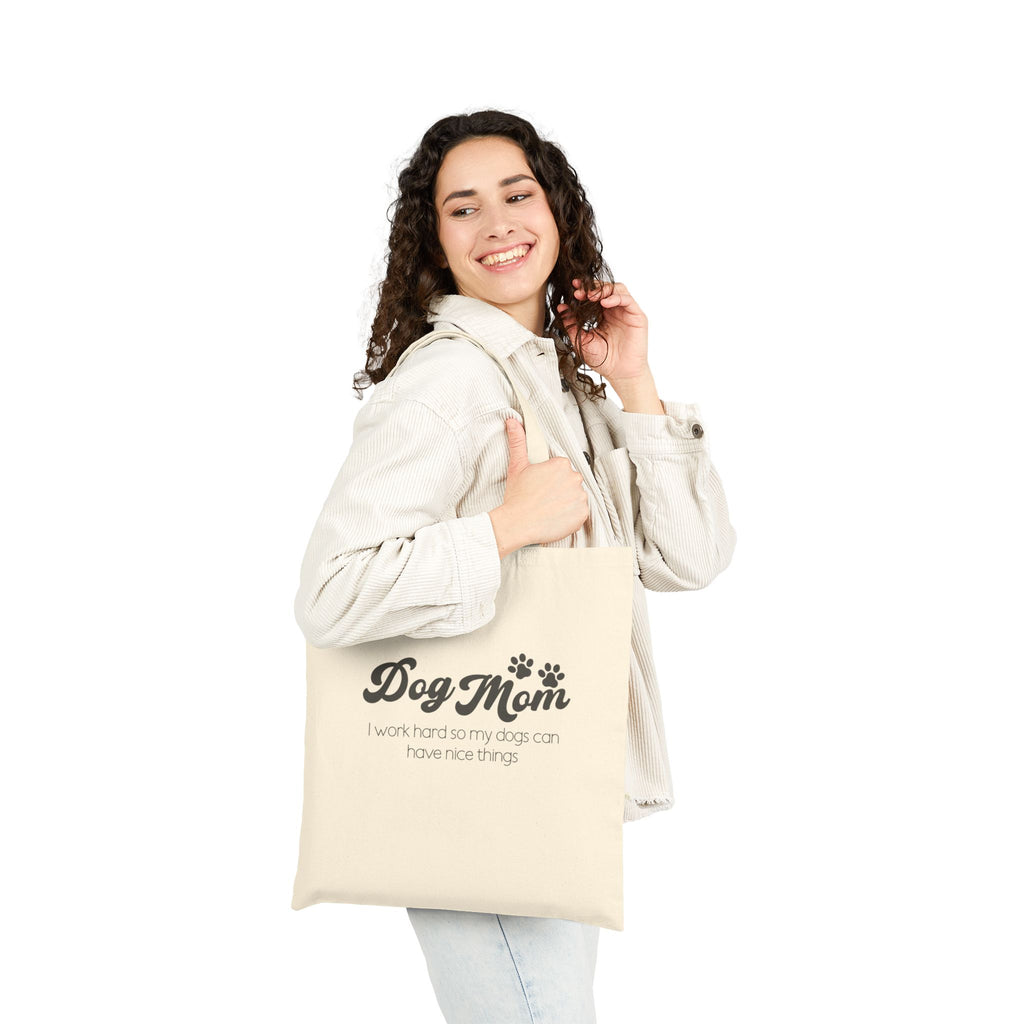 Dog Mom Cotton Canvas Tote Bag