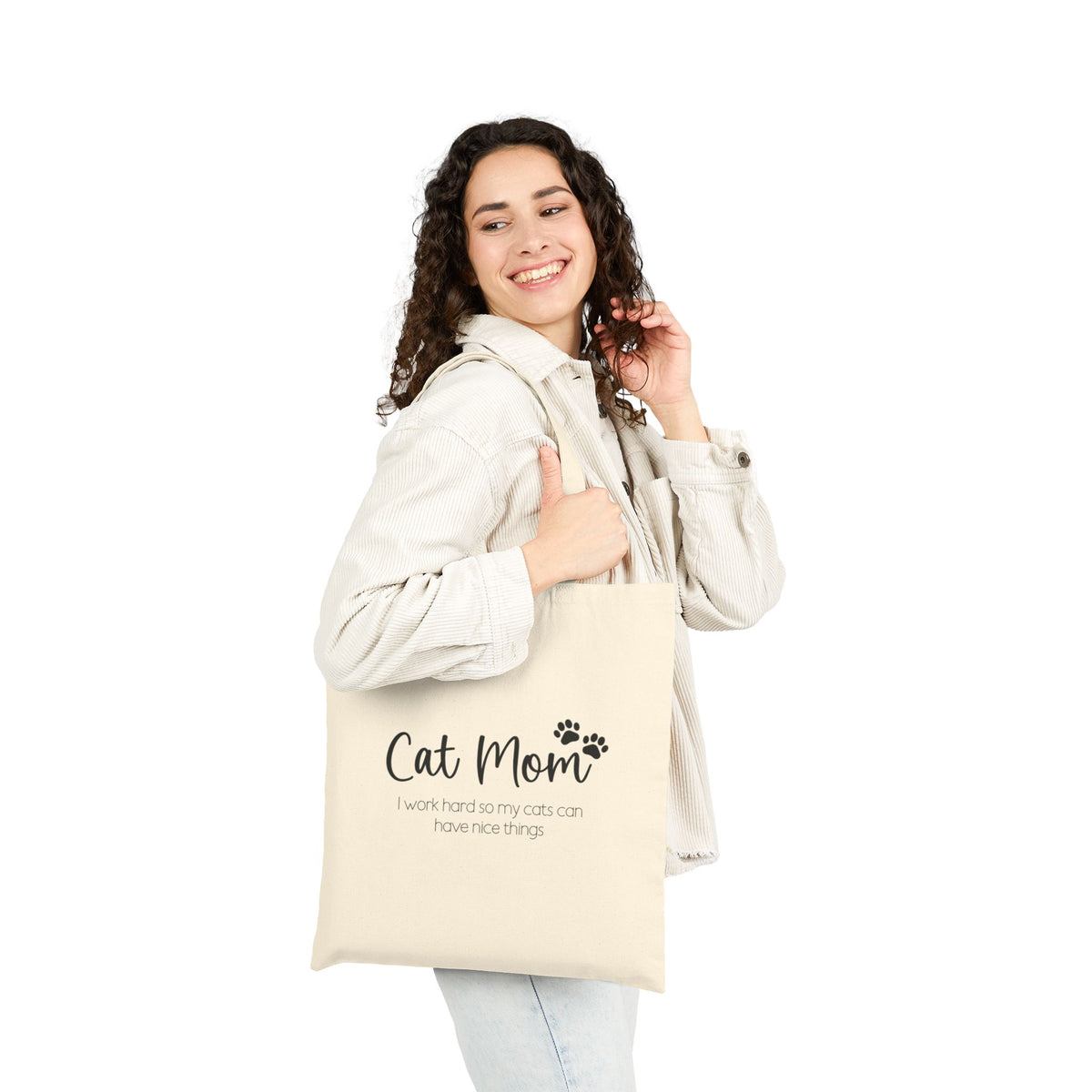 Cat Mom Cotton Canvas Tote Bag